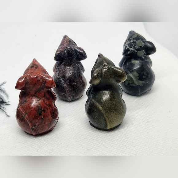 Crystal Mouse Carvings. Garnet. Red Jasper. Golden Obsidian. Kombaba. - Picture 3 of 4